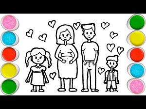 Draw and Color a Family | Parents and Children | Drawings for Children