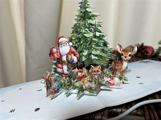 Pop up 3D Woodland Scene and Christmas Tree Card - Etsy UK