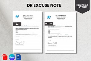 Printable Doctor Excuse Note Template: Editable Medical Form (canva, Word, PDF) - Etsy