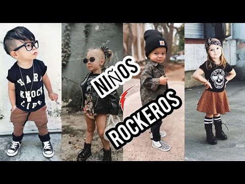 😎 moda ROCKERA para 👶 NIÑOS ⚡ outfit ROCKERO infantil🔥PEINADOS de ROCK and ROLL vestuario