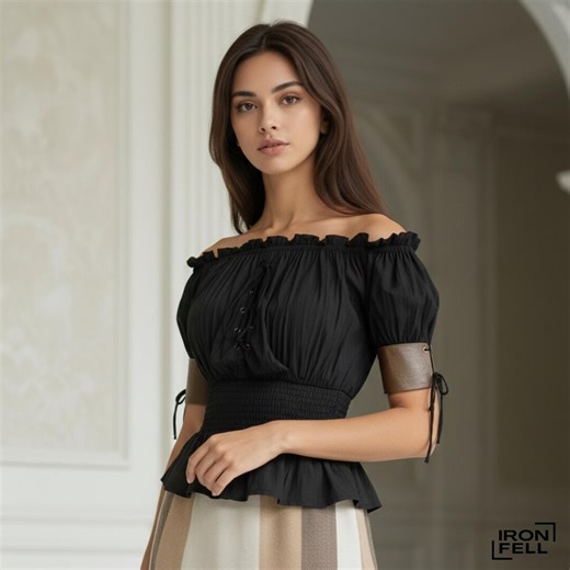 Black Renaissance Corset Top – Medieval Peasant Blouse for Women - Etsy