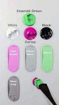 Creating with Emerald green, White, Black & Cerise in a gorgeous 7-shade combo 👏🎨 #colormixing