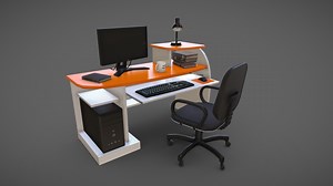 Desktop Computer Table and Chair - Buy Royalty Free 3D model by Elvair Lima (@elvair)