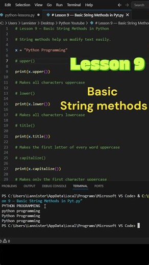 12. Basic String Methods in Python 🔤 Lesson 9 #shorts