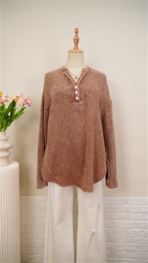 Stylish Women's Casual Button V Neck Blouses