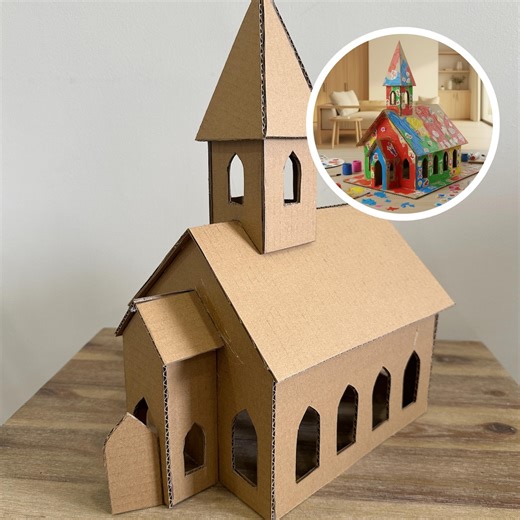 Printable Church Template for Kids | Cardboard Building Craft DIY | Cardboard Cutout - Etsy Australia