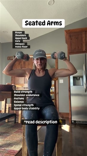Seated Lateral Bicep Curl Arm Core Workout #schofit #womenover40 #agewell