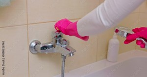 Clean bathroom fixtures effectively with a scrubber for a sparkling, hygienic result