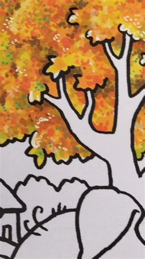 An autumn tree with warm hues 🍁🍂 It's easy to color 🖍️ #coloringbook #coloringtutorial #cozycolouring #howtodraw #coloringchallenge