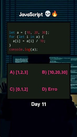 JavaScript 🔥 in 15 seconds| Day 12 #programminglanguage #coding #viral #quiz #javascript #viral