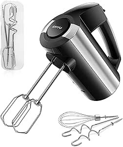 Electric Hand Mixer Whisk: 300W 5 Speeds Handheld Mixer Electric, Turbo Function Includes Beaters Dough Hooks with Storage Case, Electric Whisk Mixer for Baking - Cream Whipper, Egg Beater