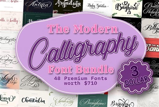 Modern Calligraphy Font Bundle – Handwritten Script, Wedding Fonts Cricut & Canva, Procreate Lettering, Commercial Design - Etsy