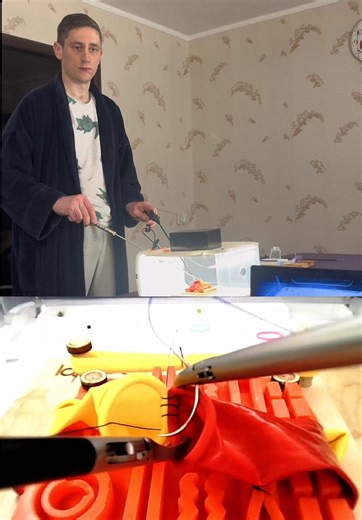 Техніка накладання анастомозу кінець в кінець лапароскопічно #laparoscopia #surgery #suture #training #anastomoses