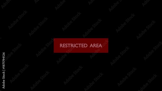 Restricted area sign on black background with red warning label access denied security red sign.