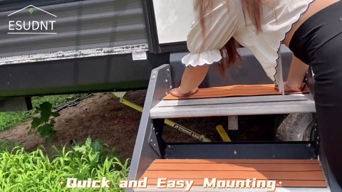 RV Step Covers 4 Pack – Slip Resistant EVA Foam Camper Step Covers, Customizable RV Stair Rug Deck for Trailer, Easy Installation, Anti-Slip& Durable RV Step Carpet – Teak-Rffect, 19 x 7.5 inch