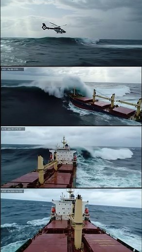 Giant Cargo Ship vs. Rogue Wave #storm