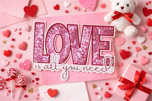 LOVE Sequin Patch, Valentine Patch, Pink Sequin Appliqué, Iron on Patch - Etsy