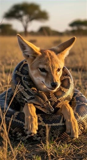 Will the python manage to swallow the jackal? Watch this epic showdown #wildlife #nature #predator