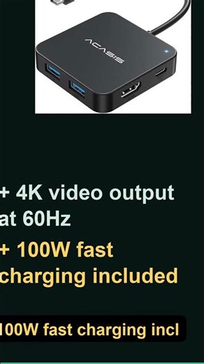 USB C Hub Multiport 6-in-1 with 4K HDMI and 100W Power