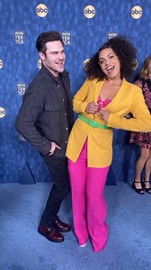 Barrett Doss and Grey Damon dancing it out on the #TCA20 blue carpet! 👏 | Station 19
