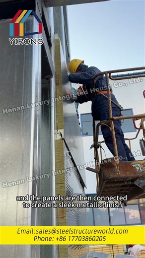 500㎡! Rapid installation of steel structure exterior wall panels #construction #buildingmaterials