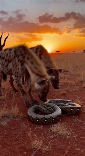 What will the hyena find inside the python’s secret lair #wildlife #nature #predator
