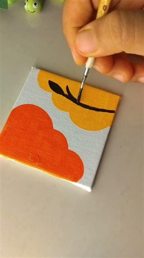 ✨ Simple Leaf Painting on Mini Canvas 🌿 | Easy DIY Art #shorts #painting#explore #ytshorts #youtube