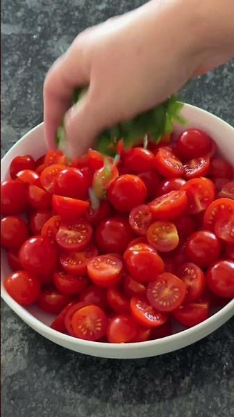 Balsamic Tomato Salad is one of my favorite dishes of summer! Printable recipe on website.