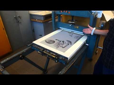 setting up a litho press to print from plate or stone