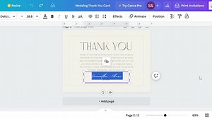 Wedding Thank You Double Sided Cards - Etsy Canada