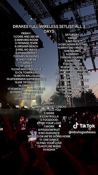 Drake's Complete Wireless Festival Setlist