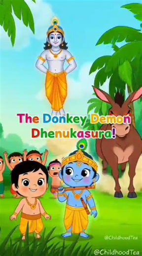 Krishna vs Dhenukasura 🫏 | Donkey Demon of Vrindavan | Krishna Childhood Story #shorts
