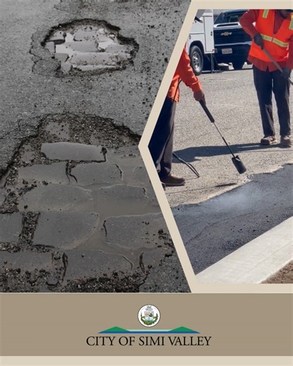 🚧 Pothole Watch: Please Use Caution After receiving 15.4 inches of rain in the past two weeks, our streets are more vulnerable to potholes. Heavy rainfall can seep into small cracks in the pavement, weakening the road beneath, which can in turn cause potholes. Slow down when driving and give City crews space when you see them making repairs. If you spot a pothole, call the 24-hour Hotline at 805-583-6400 or submit an online Maintenance Service Request at www.simivalley.org so it can be addresse