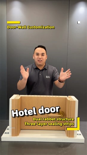 RHJ Woodendoor on Instagram: "Have you seen this hotel door? Dual rabbet structure and three-layer sealing strips. It filled with solid wood bridge-shaped panels. Install lifting sealing strips at the bottom.#door #woodendoor #doors #doorfactory #chinesefactory #hoteldoor #hoteldesign #rhj #ronghuaju"