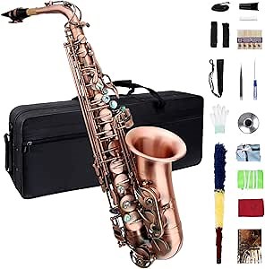 Eb Alto Saxophone - Beginner & Professional, Student & Adult, Antique Red Saxophone