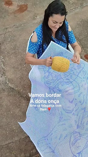 Vamos bordar a senhora onça na talagarça ❣️ Vamos usar fio nr 6 E agulha mágica. #tapeçaria #crochet #talagarça | Arte em Talagarça com Dani