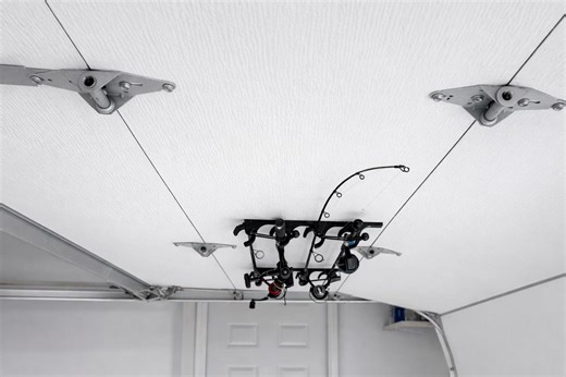 Garage Door Fishing Rod Holder, Wall Mount Rod Rack, Bungee Strap Storage Organizer - Etsy