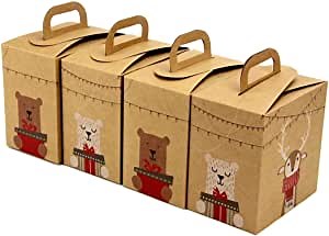Cook's Fancy Bakery Box Sets for Donuts, Muffins, Cookies and Sweet Treats - Cute Holiday Design (With Top Carrying Handle) - 1 Dozen Christmas Gift Boxes