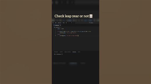 Check a year is leap year or not using Python 🗓️python #leapyear #coding #programming #ytshorts