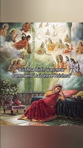 "Divine vision of Mother Devaki. Deities adore the unborn Krishna! #art #shorts #history #painting