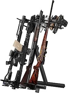 Gun Rack, Folding Rifle Rack, Portable Indoor Gun Racks, Heavy-Duty Steel Gun Rifle Stand Holds Up to 7 Pistols and 4 Rifles or Shotguns