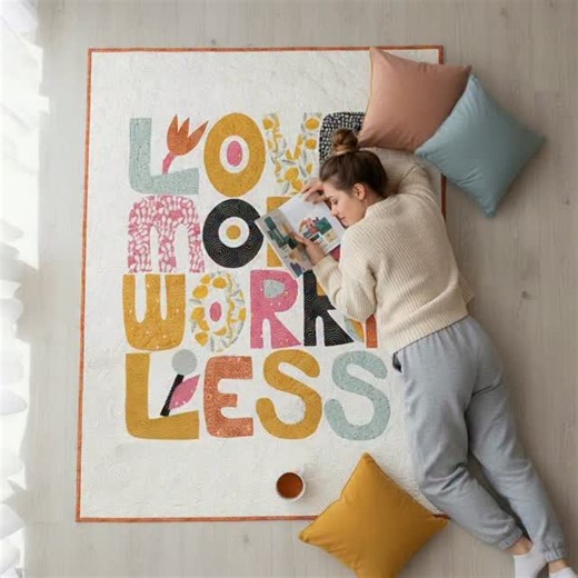 Brigitte Heitland | Modern Quilts on Instagram: "🧡 LOVE MORE, WORRY LESS – Say it with a Quilt! Pause the chaos. Wrap yourself in color. And let your next quilt say something that matters. 🆕 New blog post just dropped 🧵 20% OFF the pattern this week (Wed–Sun, no code needed) 🎁 Preorder your LOVE MORE WORRY LESS quilt kit now at @fatquartershop or Europeans at @farb.stoff 🎬 Includes a full raw edge appliqué tutorial on YouTube Whether it’s for you, a gift, or a statement piece in your home –