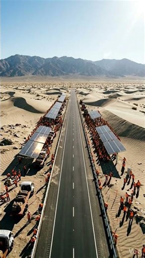 Futuristic Desert Highway Solar Powered Timelap