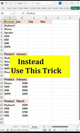 ✅Consolidate Data in Excel| Time Saving Trick💯😱 #excel #office #spreadsheet