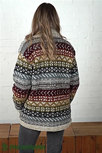 Womens Fair Isle Cardigan - Rainbow Cardigan- Handmade Colourful Cardi - Chunky Knit Cardi - Fair Trade - Pachamama - Etsy UK