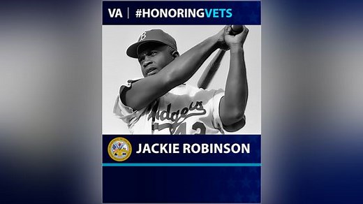 Army Veteran Jackie Robinson served during World War II. On April 15, 1947, he broke the MLB color barrier when he debuted for the Dodgers. By the end of the year, he was the National League Rookie of the Year and would go on to a Hall of Fame career. We honor his service. | U.S. Department of Veterans Affairs