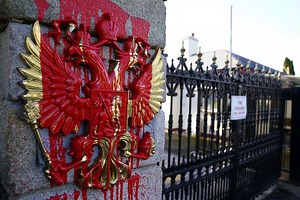 Man arrested after lorry crashes into gates of Russian embassy in Dublin