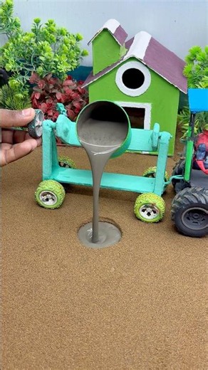 😱 Real Working Mini Tractor Making Cement Pillar | Amazing DIY Construction Machine 🚜#shorts
