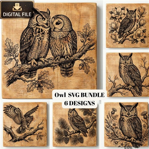 Owl SVG Bundle, Bird Engraving Svg Png, Owl Engraving File, Wildlife SVG, Laser Engraving File, Cricut Silhouette SVG, 6 Designs - Etsy