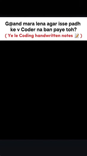 CSE ACE EXAM on Instagram: "Follow + Comment CODER 90% students sirf sochte reh jaate hain… topper sirf start karte hain! ✍️ All Topper Handwritten Coding Notes = clear concepts + fast revision 💻📚 C, C++, Python, JavaScript, DSA, DBMS, OS, AI & more — exam + placement ready 🚀 👉 Late mat kar — #viral #viralreels #explorepage #reelsinstagram #trending #coding #programming #coder #developer #codinglife #engineeringstudents #btechlife #cse #computerscience #placementpreparation #studygram #study